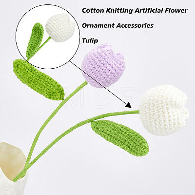 Fingerinspire 2Pcs 2 Colors Cotton Knitting Artificial Flower AJEW-FG0001-91-1