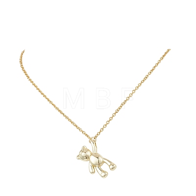 Alloy Bear Pendant 304 Stainless Steel Cable Chain Necklaces for Women NJEW-JN05739-1