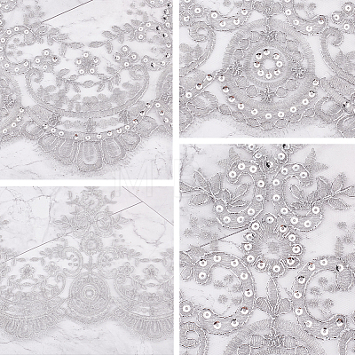Gorgecraft Sparkle Embroidery Flower Polyester Lace Trim OCOR-GF0002-44A-1