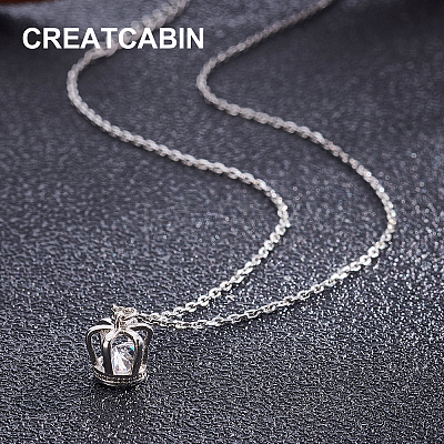 CREATCABIN Rhodium Plated 925 Sterling Silver Pendant Necklace SJEW-CN0001-10-1
