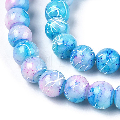 Drawbench Glass Round Beads GLAD-WH0001-01-18-1