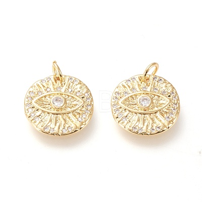 Brass Micro Pave Clear Cubic Zirconia Charms ZIRC-L098-022G-1