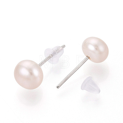 Natural Pearl Stud Earrings PEAR-N020-06C-01-1