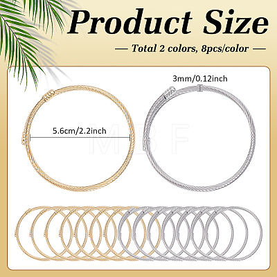 16Pcs 2 Colors 304 Stainless Steel Twist Rope Bangles for Women BJEW-ME0001-22-1