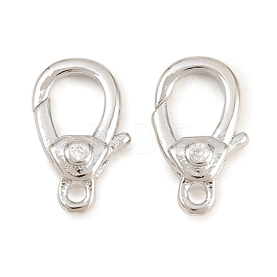 Brass Micro Pave Clear Cubic Zirconia Swivel Lobster Claw Clasps KK-P353-01P-1
