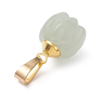Natural Green Aventurine Pumpkin Charms with Golden Tone 304 Stainless Steel Snap on Bails PALLOY-JF02349-04-1