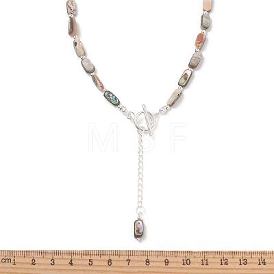 Natural Paua Shell and Brass and 304 Stainless Steel Curb Chains Necklaces NJEW-JN06197-1