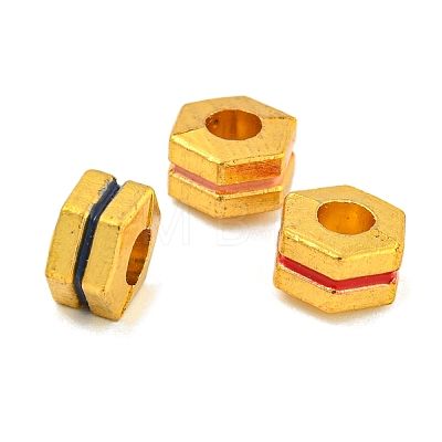 Brass Enamel Beads KK-P277-44G-1