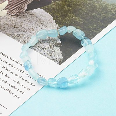 Natural Aquamarine Beaded Stretch Bracelets for Kids BJEW-JB06250-10-1