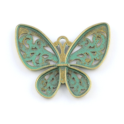 Butterfly Zinc Alloy Pendants PALLOY-R065-067-FF-1