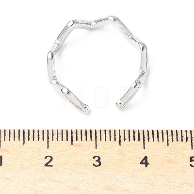 Non-Tarnish 304 Stainless Steel Wave Open Cuff Ring for Women RJEW-I085-13P-02-1