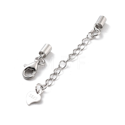 Rhodium Plated 925 Sterling Silver Curb Chain Extender STER-G039-03D-P-1