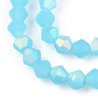 Imitation Jade Bicone Frosted Glass Bead Strands EGLA-A039-J4mm-MB03-1