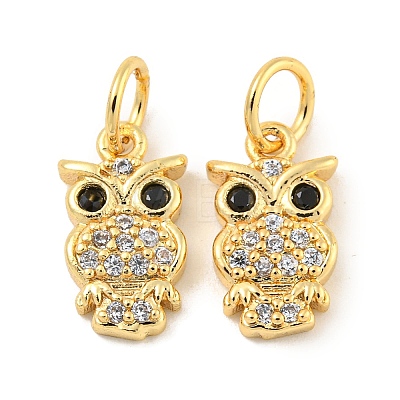 Rack Plating Brass Micro Pave Clear Cubic Zirconia Pendants KK-B093-02E-G-1