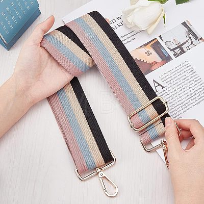 Cotton Cloth Stripe Pattern Bag Strap FIND-WH0077-75B-1