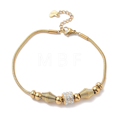 European Style Polymer Clay Rhinestones & 201 Stainless Steel Beaded Bracelets BJEW-G765-02G-1