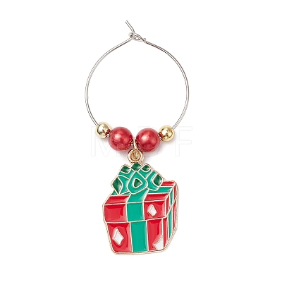 Christmas Alloy Enamel Wine Glass Charms AJEW-JO00258-1