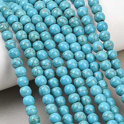 Synthetic Turquoise Beads Strands TURQ-F007-01B-6mm-1