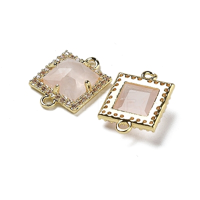 Natural Rose Quartz Faceted Square Links G-I375-03G-08-1