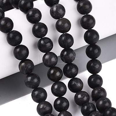 Natural Black Gold Gemstone Beads Strands G-Q601-13A-09-1
