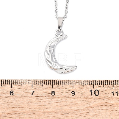 Texture Moon 304 Stainless Steel Pendant Necklaces NJEW-H059-13P-1