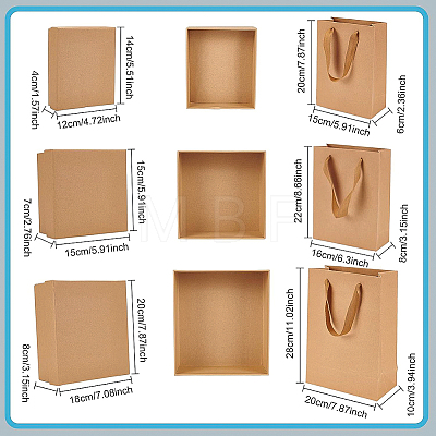 BENECREAT 6Pcs 6 Style Rectangle Kraft Paper Bag with Handle CON-BC0002-39-1