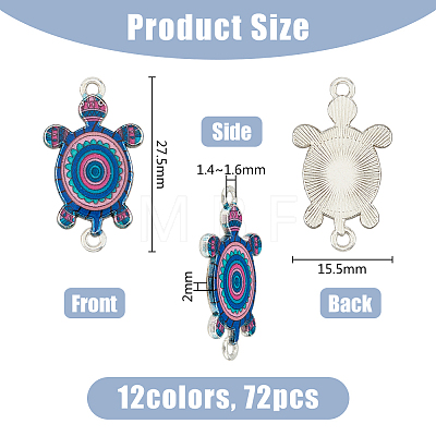 DICOSMETIC 72Pcs 12 Colors Alloy Enamel Connector Charms ENAM-DC0001-61-1