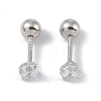 Anti-Tarnish Rhodium Plated 999 Sterling Silver Cubic Zirconia Earlobe Plugs for Women EJEW-S215-28P-1