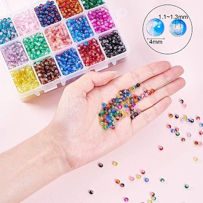 Spray Painted Crackle Glass Beads CCG-PH0002-14-1