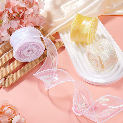 3 Rolls 3 Colors Fishtail Yarn Iridescent Ribbon for Bowknot Making OCOR-TA0004-11B-1