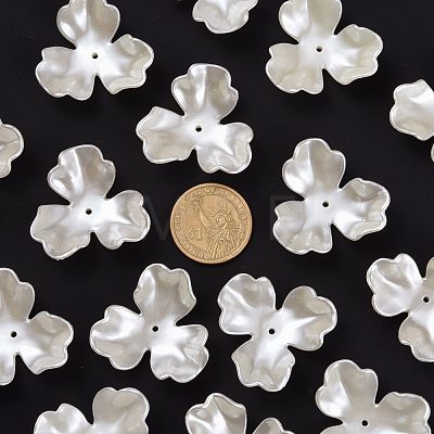 3-Petal Flower ABS Plastic Imitation Pearl Bead Caps OACR-R016-05-1