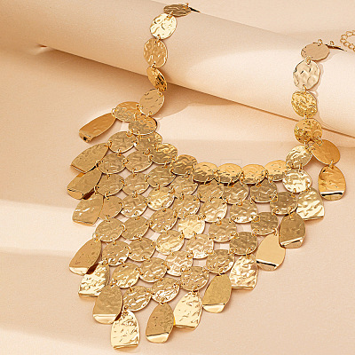 Women's Exaggerated Alloy Sequins Disc Chandelier Statement Necklaces WG21D3D-01-1
