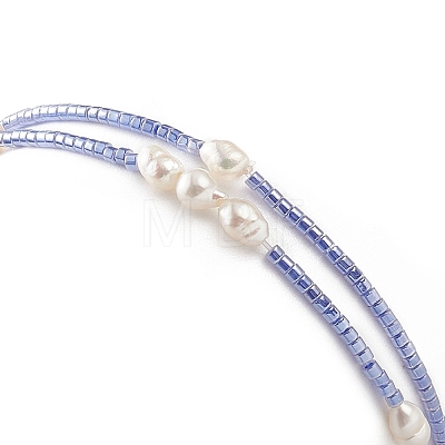 2Pcs 2 Style Natural Pearl & Glass Seed Beaded Stretch Bracelets Set BJEW-JB09032-1