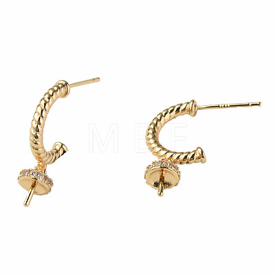 Brass Pave Clear Cubic Zirconia Stud Earring Findings KK-N233-389-1