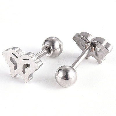 Tarnish Resistant 201 Stainless Steel Barbell Cartilage Earrings EJEW-R147-16-1