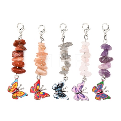 5Pcs Butterfly Alloy Enamel Pendant Decorations HJEW-JM04162-1