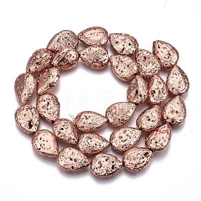 Electroplated Natural Lava Rock Bead Strands G-T131-87RG-1
