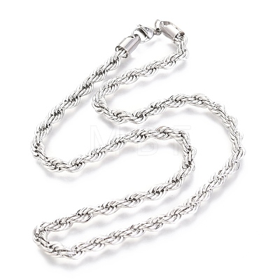 Non-Tarnish 304 Stainless Steel Rope Chain Necklaces LS-NJEW-F226-03P-10-1
