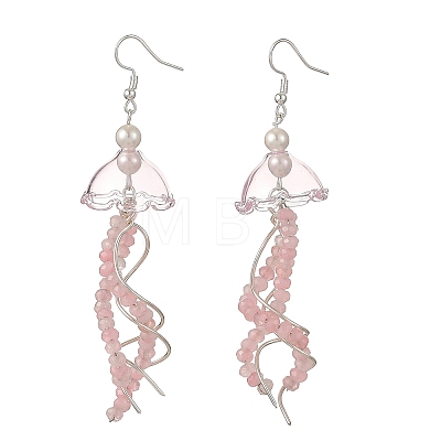 Dyed Natural Malaysia Jade Jellyfish Dangle Earrings for Women EJEW-JE07484-1
