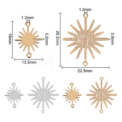 32Pcs 4 Styles Brass Solar Eclipse Links Connectors KK-DR0001-10-1