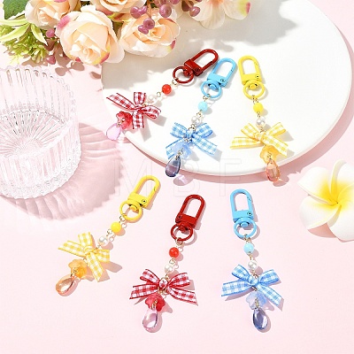 2Pcs Bowknot Plastic Pendant Decorations HJEW-YW00272-01-1