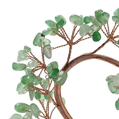 Natural Green Aventurine Chips Love Heart Tree Decorations DJEW-P017-B03-1