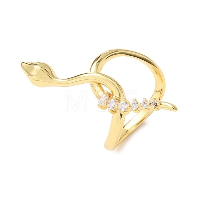 Brass Micro Pave Clear Cubic Zirconia Finger Rings RJEW-D349-02C-G-1
