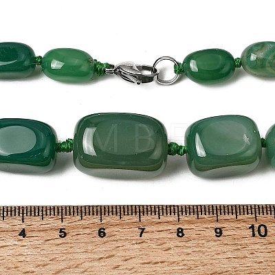 Dyed Natural Agate Cuboid Graduated Beaded Necklaces with Alloy Clasps NJEW-C113-01J-1
