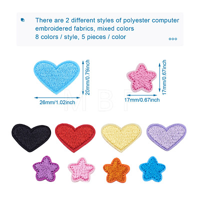  Jewelry 80Pcs 16 Style Polyester Computerized Embroidery Cloth Iron on/Sew on Patches DIY-PJ0001-25-1
