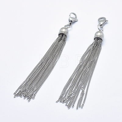 Tarnish Resistant 304 Stainless Steel Tassels Big Pendant Decorations HJEW-G011-01P-1