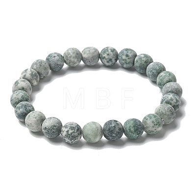 Natural Green Spot Jasper Bead Stretch Bracelets BJEW-K212-B-017-1