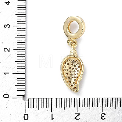 Brass Micro Pave Clear Cubic Zirconia Sea Animals European Dangle Charms KK-Z143-02G-03-1