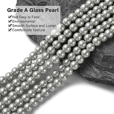 Eco-Friendly Dyed Glass Pearl Beads Strands HY-A008-6mm-RB075-1