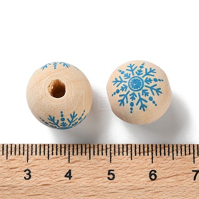 Printed Wood European Beads WOOD-Z002-08G-1